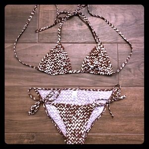 Gap Body Brown/Cream String Bikini Size XS/S